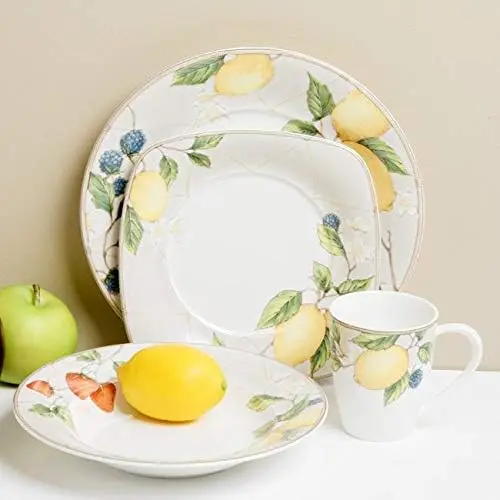 

Обеденный набор Fruit из 16 предметов с квадратным салатам, 1, белый