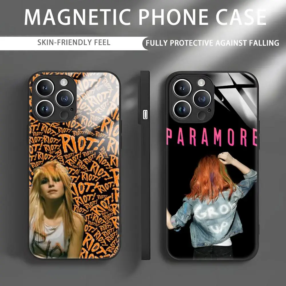 P-Paramore music Phone Case For iPhone 16 15 14 13 12 11 X XR XS 8 Plus Mini Pro Max Glass Magnetic Phone Case