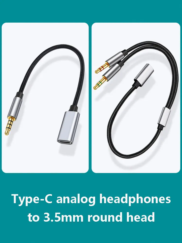 3.5mm Male to Type C Aux Audio Adapter for Phone Tablet PC with USB C Port Cable Conversion Earphone Microphone Listen SPeaking