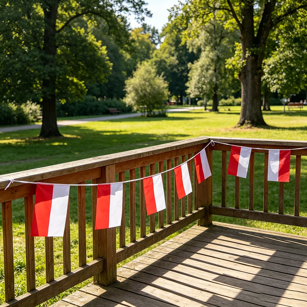 TIKI FLAG 20pcs/lot Poland bunting flags 14x21cm Pennant Poland String Banner Festival Party Holiday for decoration