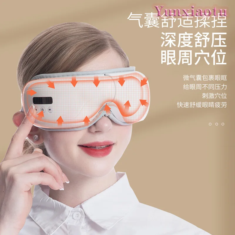 Smart Air Compression Heated Eye Massager with Heat Therapy for Relieve Eye Strain Fatigue Dark Circles Portable Foldable