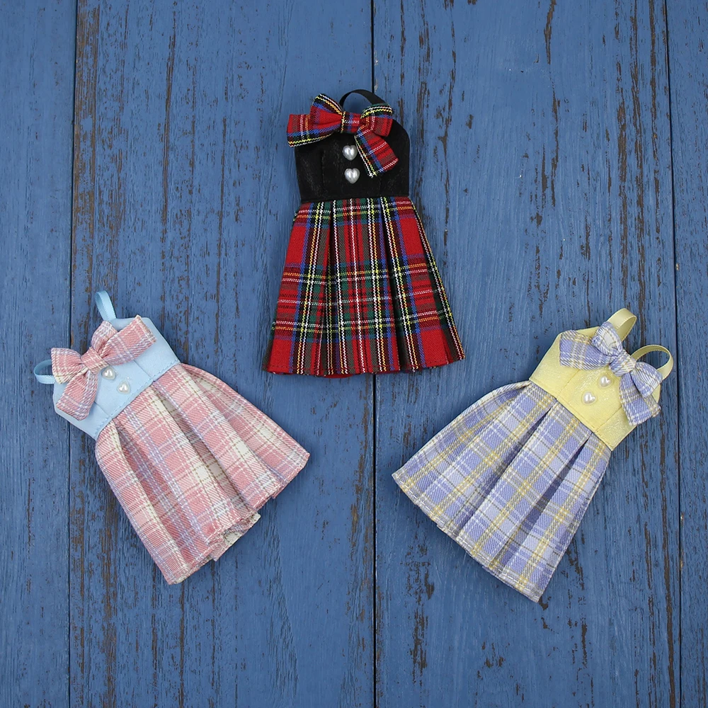 ICY DBS Blyth Doll Clothes 1/6 bjd Plaid dress Licca Azone Body outfits SD