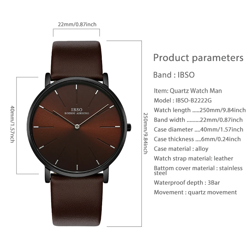 Original Brand Men Watch Blue Leather Waterproof 2024 Dress Quartz Hand Clock Boys Ultra Luxury Trend Male Wristwatches Brown