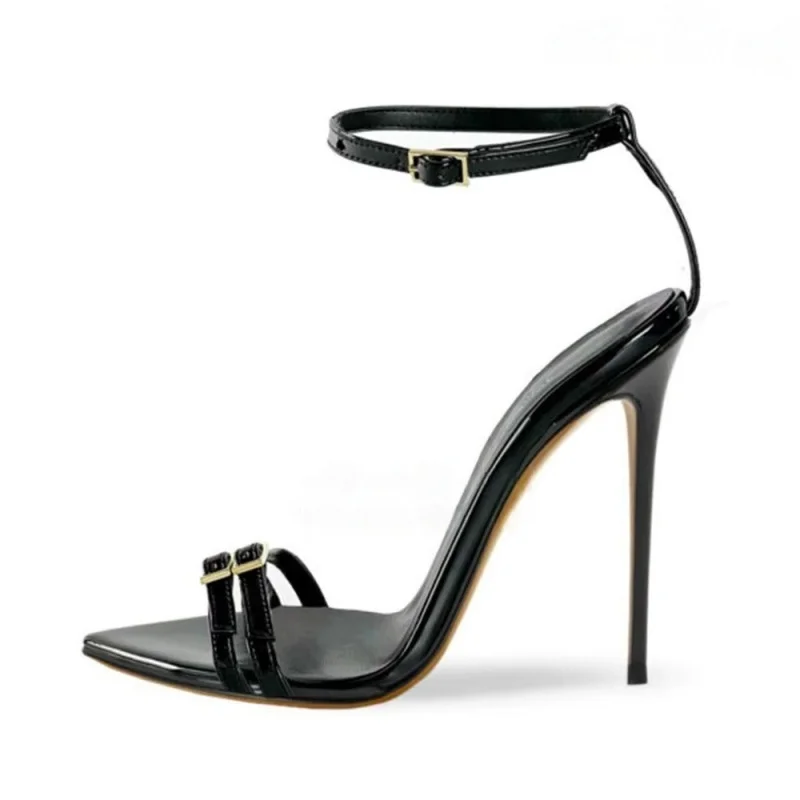 

Arden Furtado 2025 Summer Pointed Toe thin heels Belt buckle Narrow Band Super high heel word-cingulate Sandals Banquet shoes
