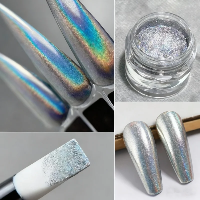 Goud zilver nagel galvaniseren magische spiegel poeder spiegelmeel laserpoeder nagel glitter en glitter