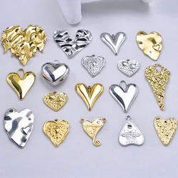 6Pcs/Lot Stainless Steel Personality Hammered Big Heart Charms Wholesale Vintage Sun Textured Sweet Couple Love Colgantes Bulk