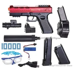 Pistola de brinquedo elétrica para crianças e adultos, tiro automático, pistola de esferas espirais, arma de água, pistola, esportes ao ar livre, bolas de gel, 2 em 1, 2024