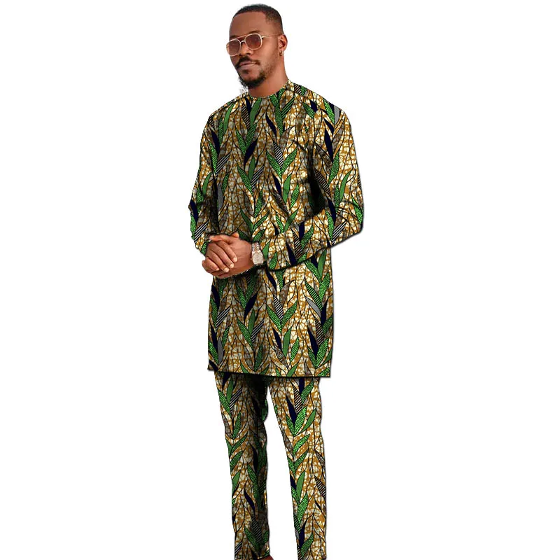 قمصان ذات طراز أساسي مع قيعان بدلة العريس للرجال بتصميم أفريقي مصممة خصيصًا اتجاهات نيجيرية ملابس حفلات الزفاف #5