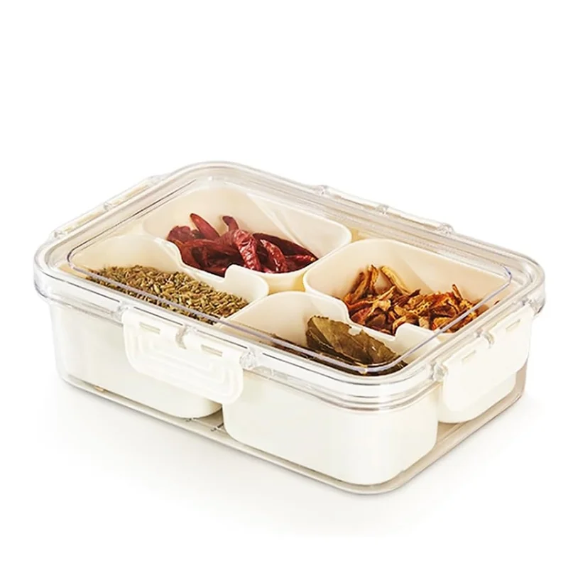 

ABUU-Multi-Compartment Food Storage Box Food Box Container Transparent Refrigerator Finisher Plastic Food Storage