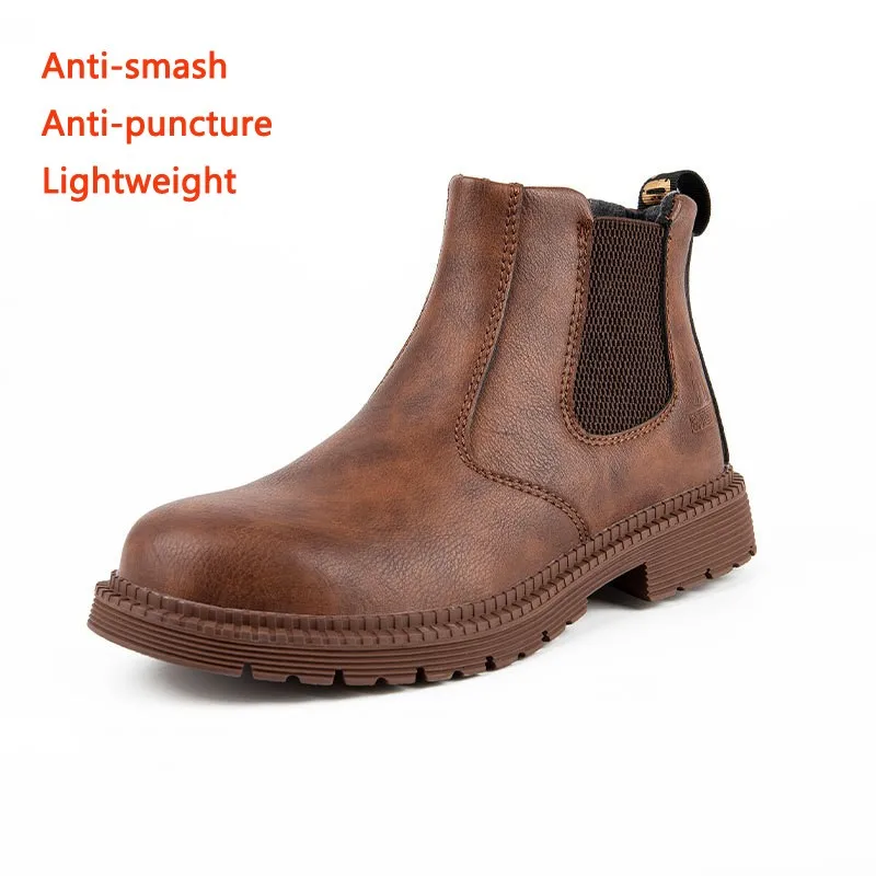 

2023 New Imitation Leather Boots Zapatos De Seguridad Anti-smash Anti-puncture Safety Shoes Steel Toe Protect Shoes Plus Size