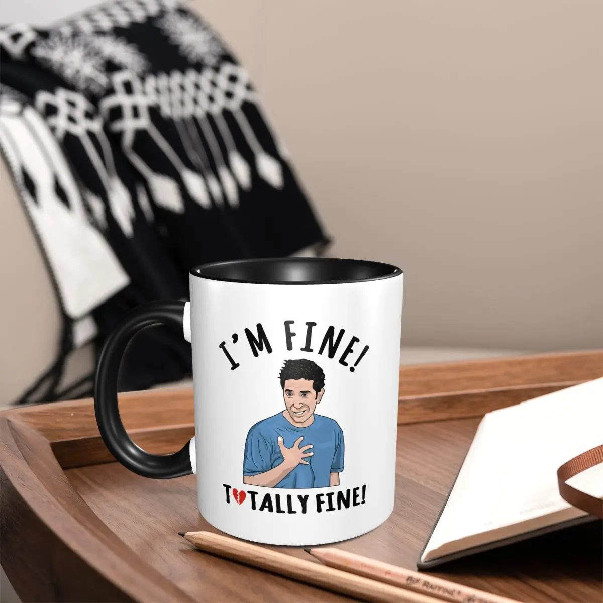 Im Fine Totally Fine Ross Is Not Fine Friends Comedy Tv Show Mug Tea Cups Home The Office Mug Coffee Mugs