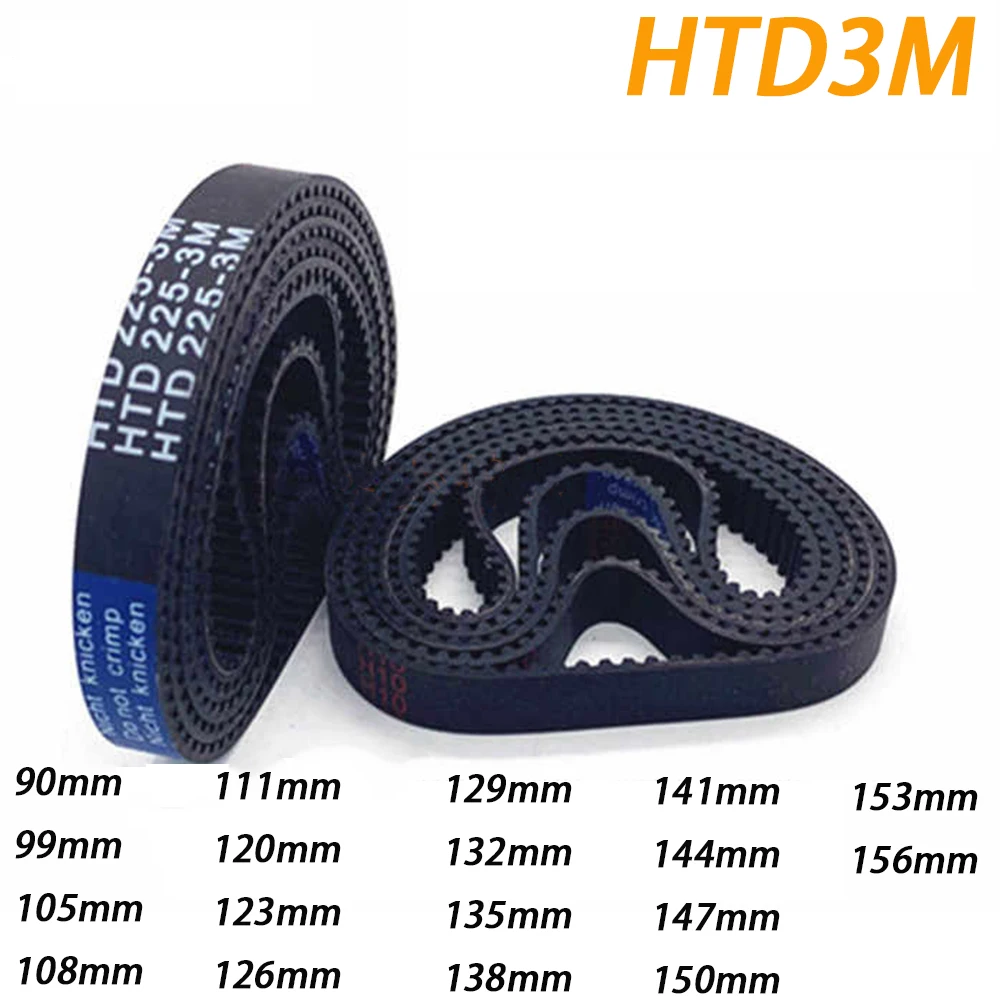 1/3/5/10Pcs HTD3M Rubber Timing Belt Width 6/10/15mm Length 90 99 105 108 126~156mm Closed-loop Synchronous Rubber HTD3M Belts