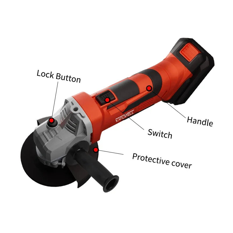 KAFUWELL PA4225B Portable Power Tools 20v Cordless Angle Grinder 115mm Electric Cut Off Machine Total Angle Grinder