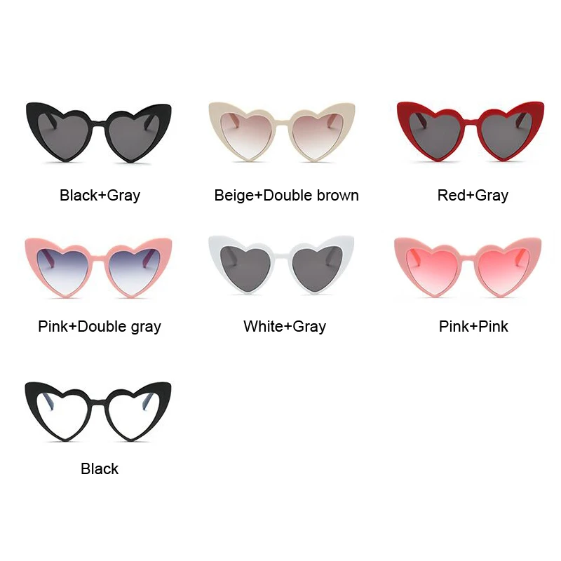 Love Heart Shaped Sunglasses Women Big Frame Fashion Cute Sexy Retro Cat Eye Vintage Sun Glasses UV400 Protection Unisex Eyewear