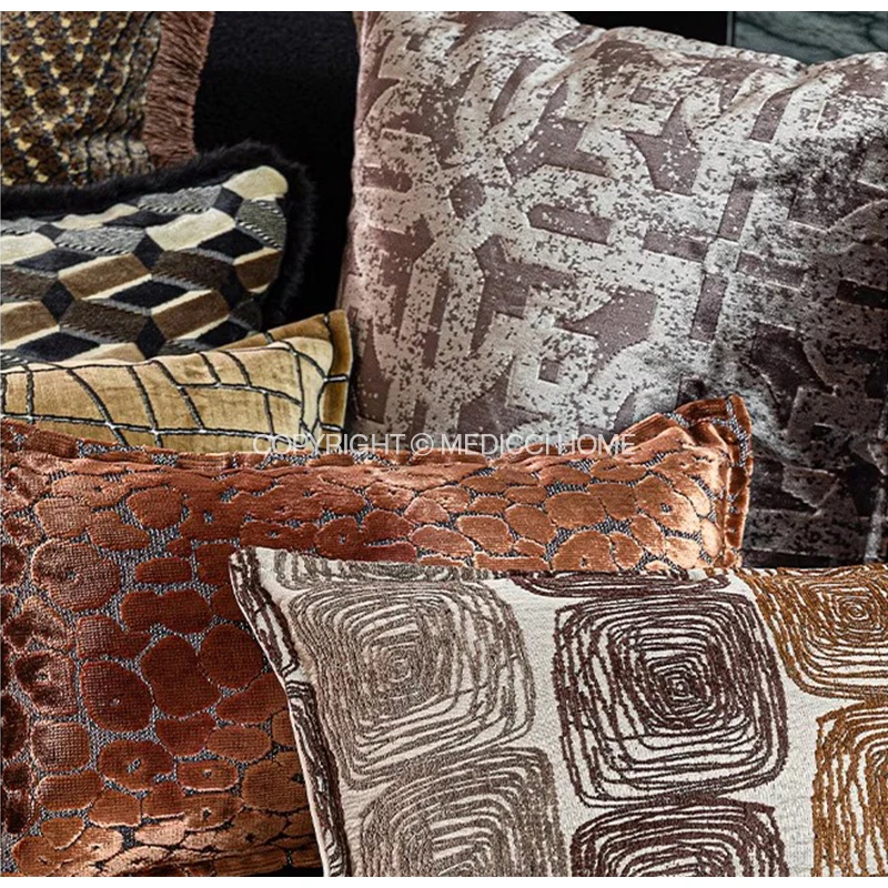 Medicci Home Vintage Italian Style Luxury Pillow Case Brown Gold Geometric Scatter Cushion Cover For Living Room Sofa Chair Bed view 6