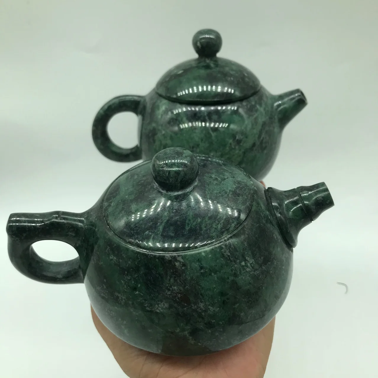 Natural Green Jade Teapot Health Gongfu Teaware Chinese Medicine King Stone Magnetic Jades Tea Pots Kung Fu Teasets