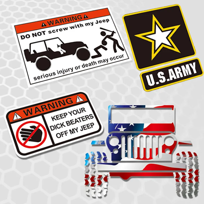 4X4 Off Road USA Flag Army Car Sticker Decals Graphic Vinyl for Jeep Wrangler Unlimited Rubicon JK JL CJ TJ XJ