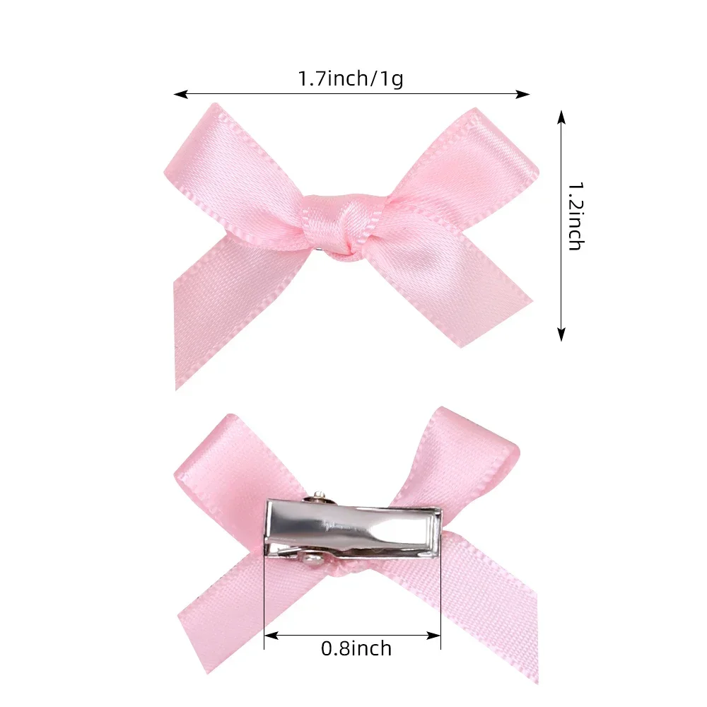RAINBOW BOWS 10Pcs Kids Sweet Solid Color Mini Bows Hair Clip Baby Girls Ballet Style Ribbon Braided Hair Accessories Wholesale — zdjęcie 7