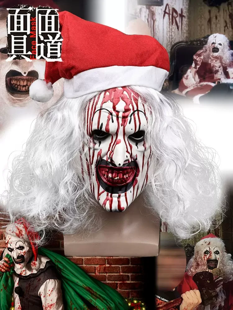 Halloween Party Terrifier 3 Art Mask Christmas Hat Clown Cosplay Mask All Saints Day Party Prop Supply Costume Props Party