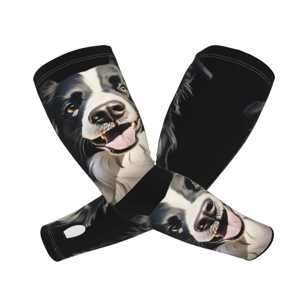 Border Collie Mangas de brazo al aire libre Cubierta de protección solar UV Mangas de tatuaje de ciclismo de seda de hielo de verano