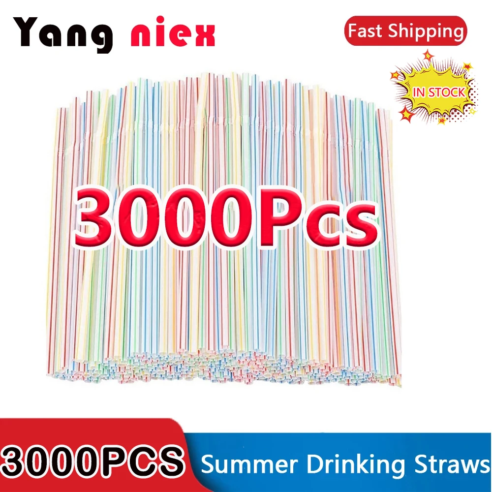 50-3000Pcs Multicolor Drinking Straws rietjes Milk Tea Party Wedding Bar Kitchen Home Accessories Wholesale Beverage Black Straw