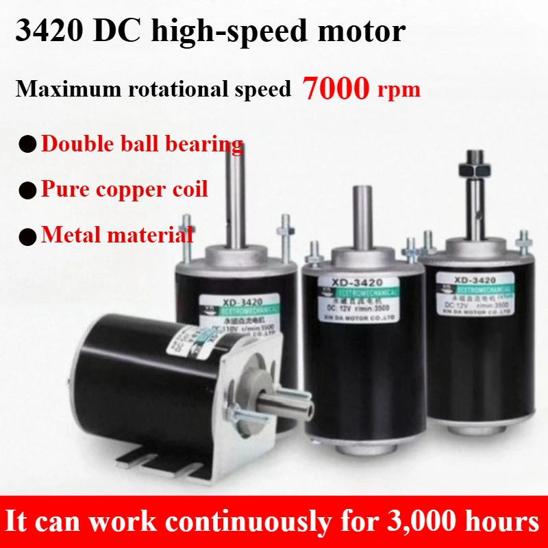 

1pcs XD-3420 30W High Torque DC Motor 12V/24V Permanent Magnet Mini DC Motor DIY Generator CW/CCW