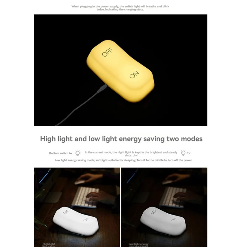 B84B-Led Table Lamp Gravitys Sensor Light USB Charging Switch Light Small Night Light For Bedroom Bedside Night Light White Ligh