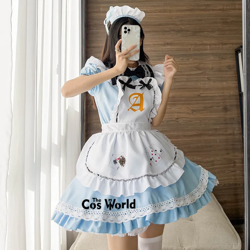 S-5XL Lolita Alice Queen Apron Maidservant Maid Restaurant Dress Uniform Outfits Anime Cosplay Costume