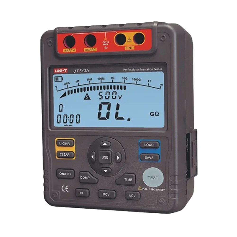 UT513A Insulation Resistance Tester 5000V 1000G Ohmmeter With PI DAR Data Storage For High Voltage Electrical Testing Tool