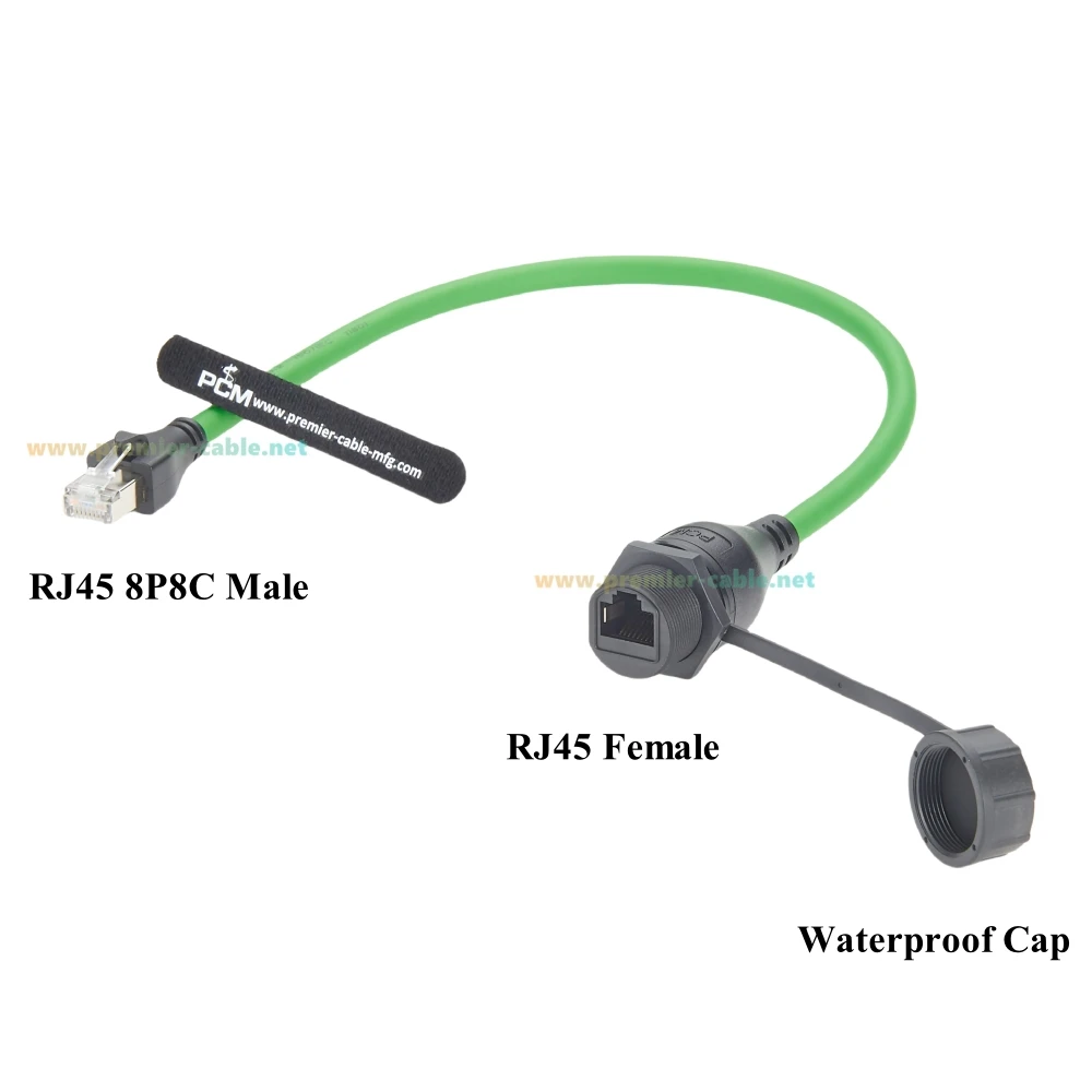 RJ45 8P8C فلوش لوحة جبل كابل IP67 محمية 10 جرام CAT6A إيثرنت ذكر إلى أنثى تمديد كابل الخيوط موصل LAN ثابت