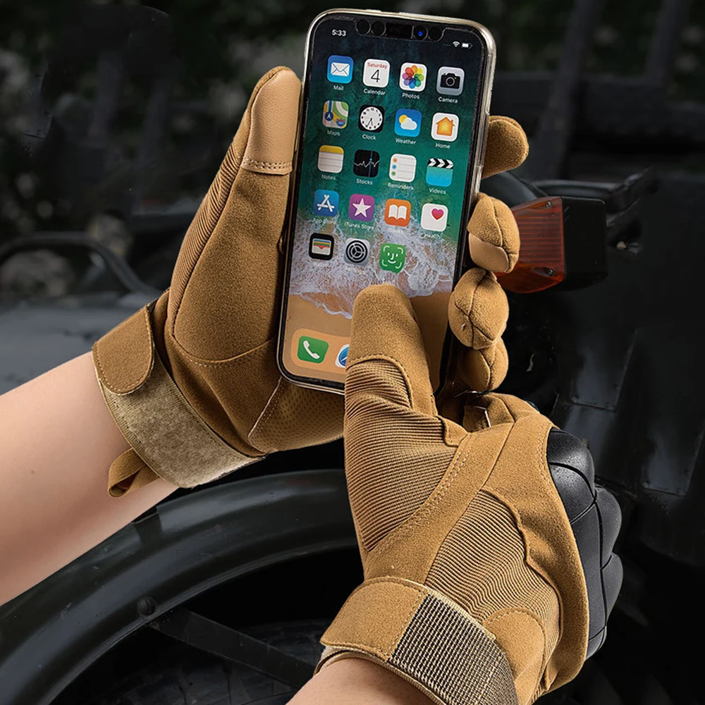 الرجال دراجة نارية قفازات كاملة الأصابع دراجة نارية موتوكروس قفازات ركوب الخيل في الهواء الطلق التخييم التنزه تسلق الصخور قفازات التكتيكية الأسود #3