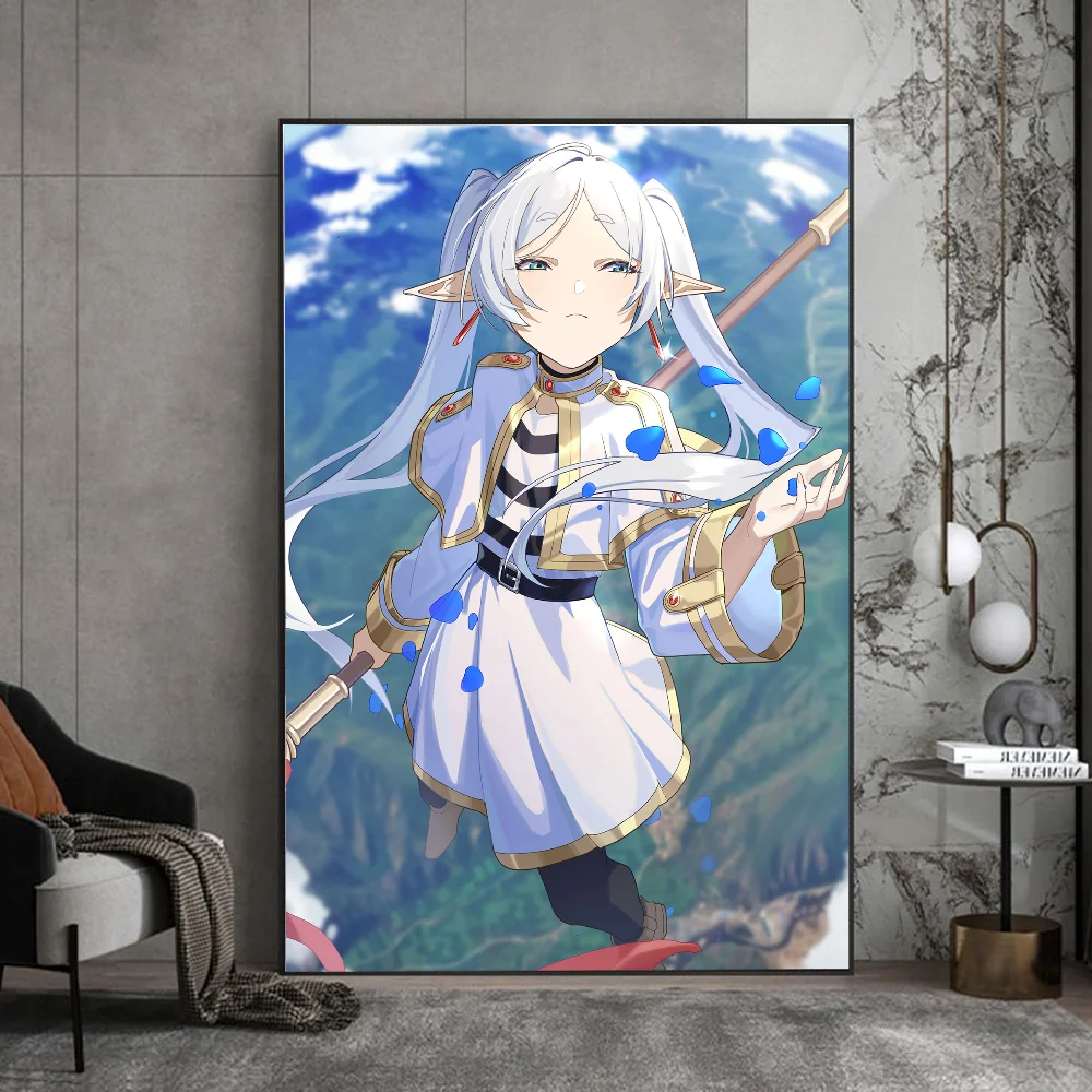 Frieren Anime Girl Poster Anime Posters Sticky Waterproof Paper Sticker Coffee House Bar Kawaii Room Decor