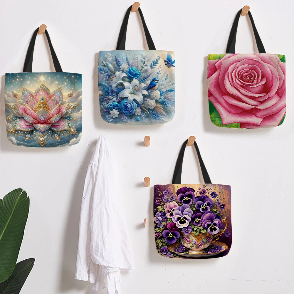 

Eco-Friendly Linen Large Tote Bag Printed Design Versatile Shoulder Bag for Shopping or Travel Hot Search Term 4