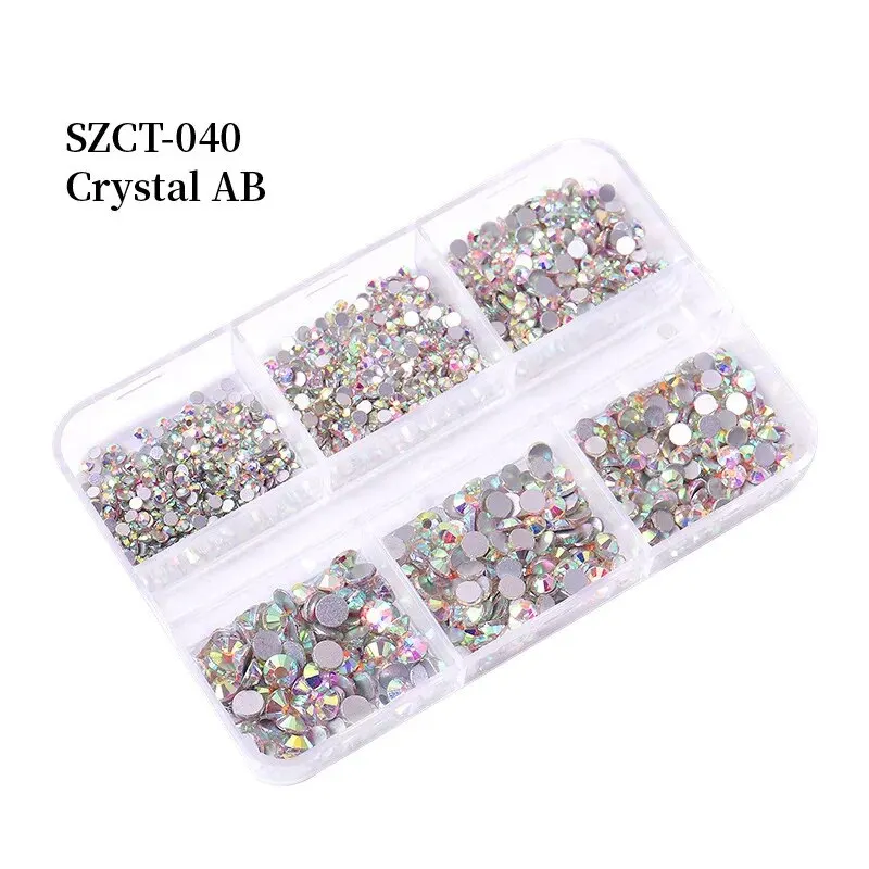 6 grilles de strass à dos plat SS6-20 de tailles mixtes, rose, bronze, argent, effet diamant scintillant, pour décorations 3D d'art des ongles, cristaux et strass pour ongles