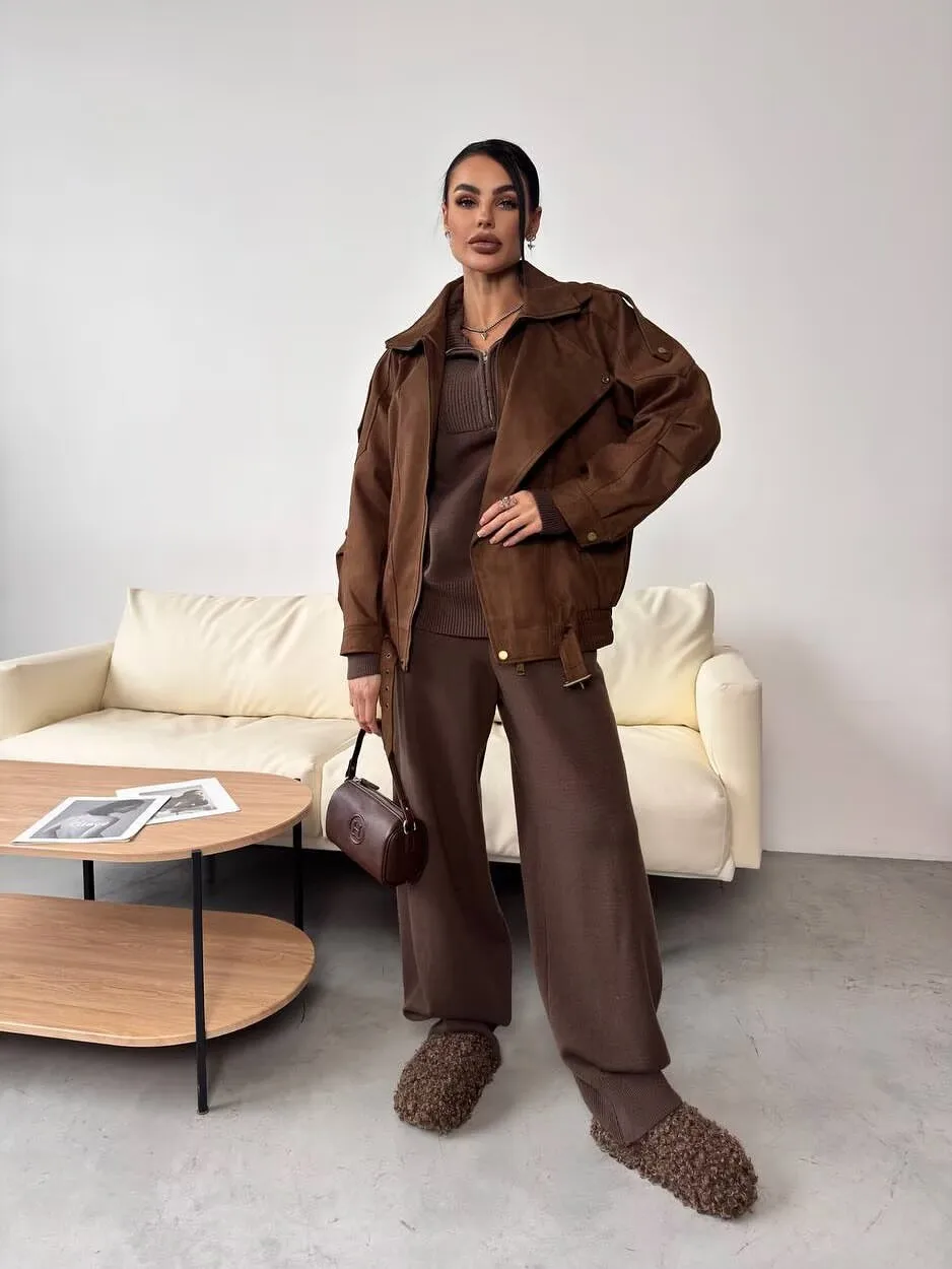 

YENKYE винтажная осенне-зимняя теплая куртка в европейском и американском стиле для женщин, уличная одежда с воротником с лацканами и длинными рукавами, свободное пальто