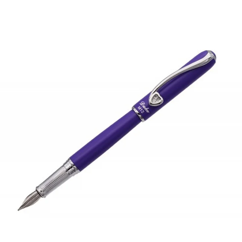 

A+ Duke M12 Purple Fountain Pen Love Heart Clip Medium Nib Ink Pen and Gift Box