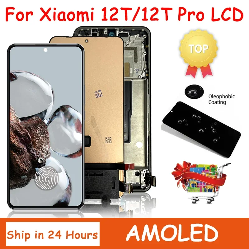 6.67'' AMOLED for Xiaomi 12T 12TPro LCD 22071212AG Display Touch with Frame Digitizer Assembly For Mi 12T 12T Pro 22081212UG