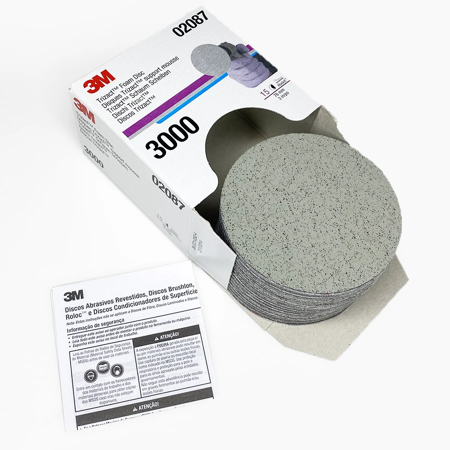 3M02087 Pyramid 3 Inch Sponge Sandpaper 3000 Mesh Flocking Disc Car Fineg Polishing Grinding Pieces