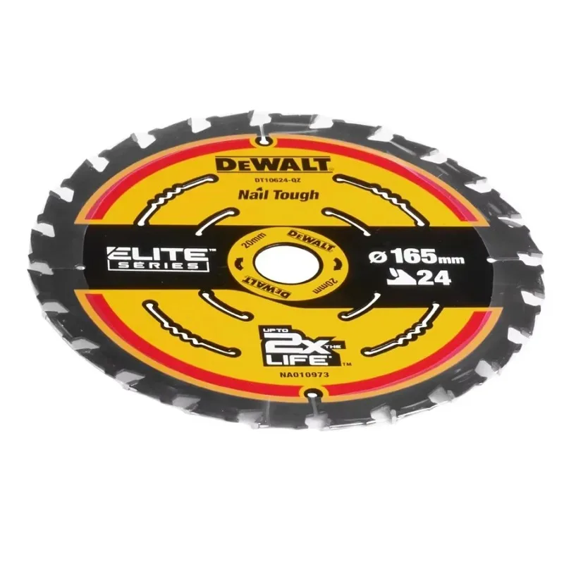 DEWALT Lame de scie à bois 24T 165 mm × 20 mm, accessoire de scie circulaire de construction DT10624-A9, durable