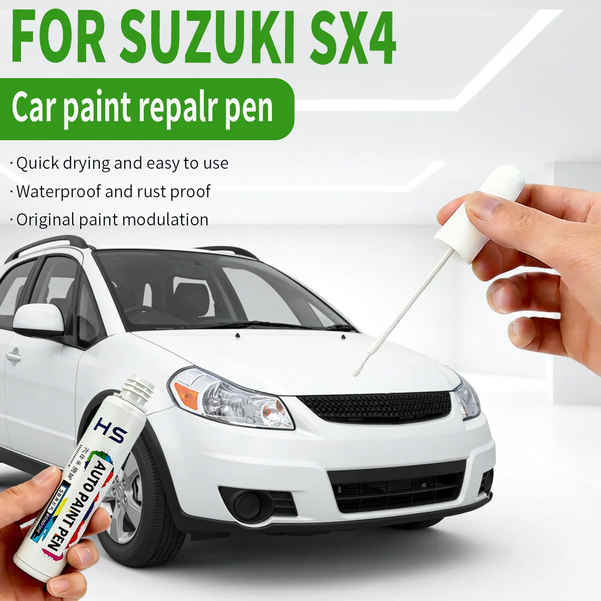 

Ручка-корректор для удаления царапин и ремонта краски Suzuki SX4 2006-2025: Cowpoke Blue QH, White Moon LW, Placer Gold HH, Star Silver YH