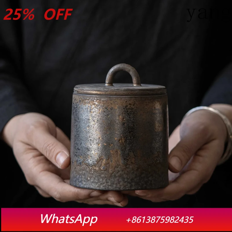 

LMM retro stone tea set packaging box household four seasons ceramic sealed tea can