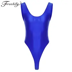 Men's One-piece Swimwear Glossy Backless Bodysuit High Cut Sleeveless Leotard Swimsuit for Man Fitness Swimming Bathing Suits