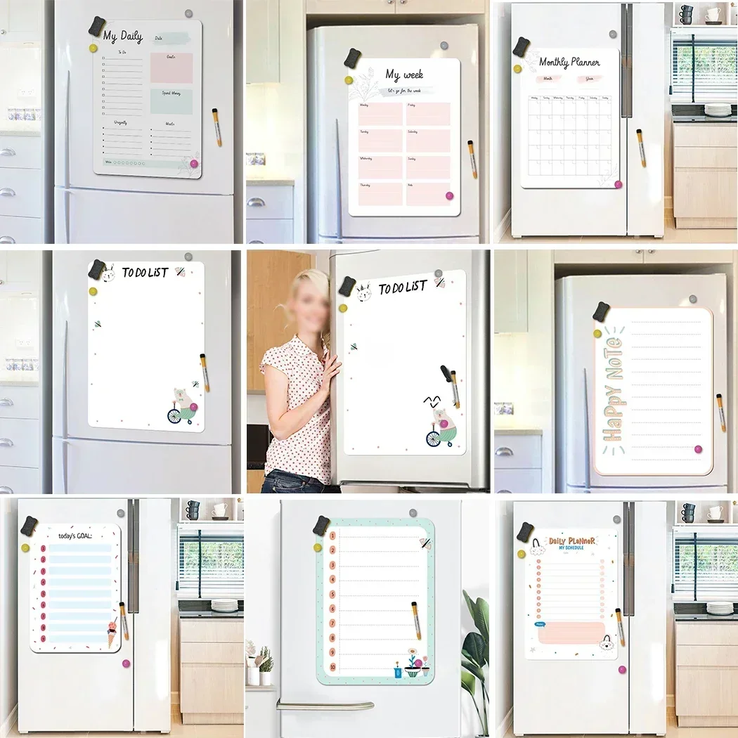 Refrigerator Magnet Board Sticker Rewritable Notes Notice Planner Planner Shopping Calendar Dry Wipe Fridge List