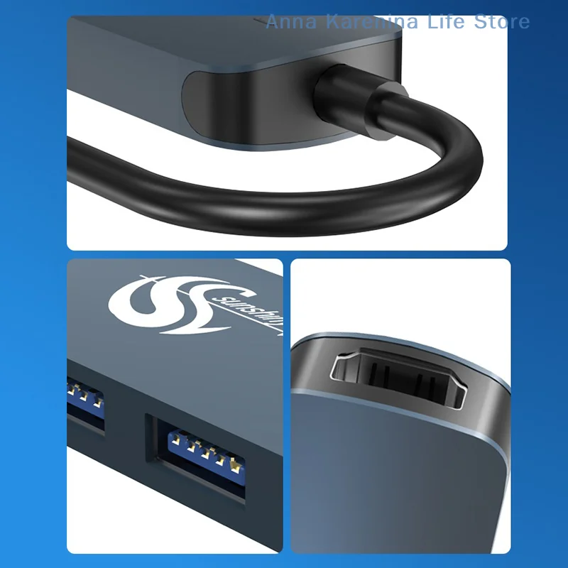

Концентратор USB C 6 в 1 и док-станция с HDMI-совместимым адаптером и устройством чтения карт