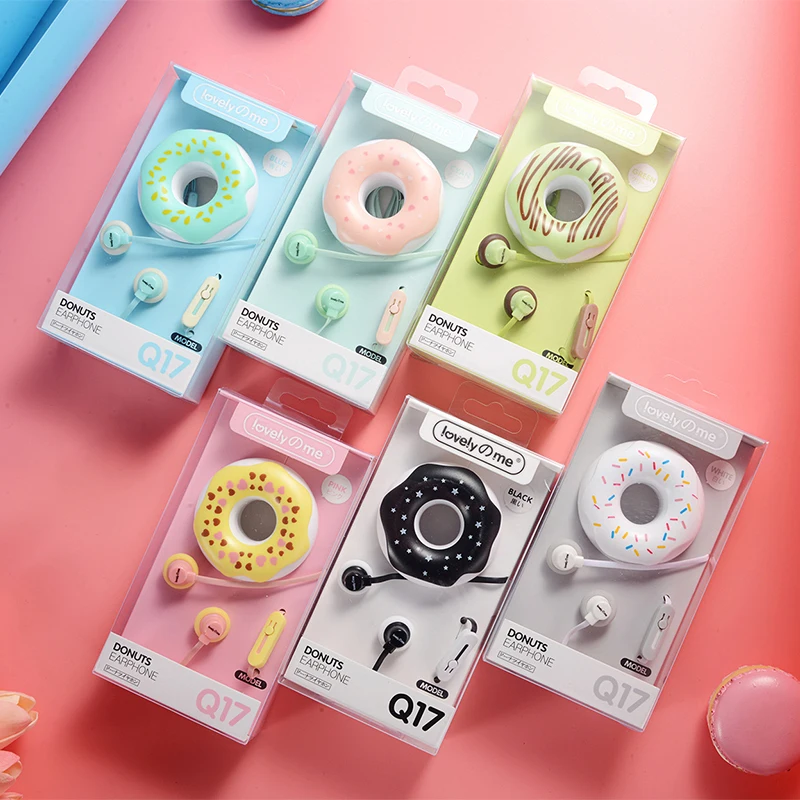 Cute Cartoon Doughnut Earphones Macaroon In-Ear Stereo Wired Earphones Creative Durable Kawaii Colorful Music Earphone Gifts