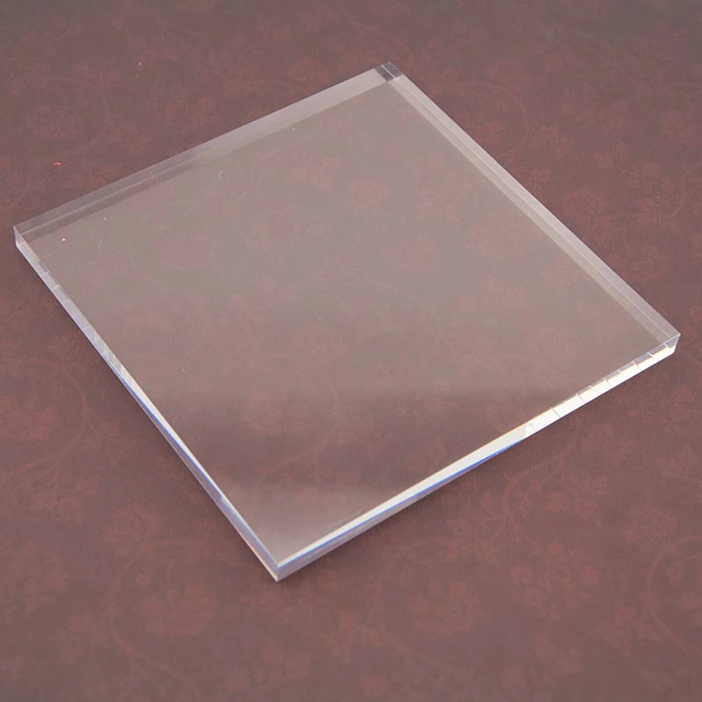 

15x15cm Clear Acrylic Stamping Block for Rubber Stamp Crafting Transparent Handle Square Scrapbooking Craft Tool Stamping Pad