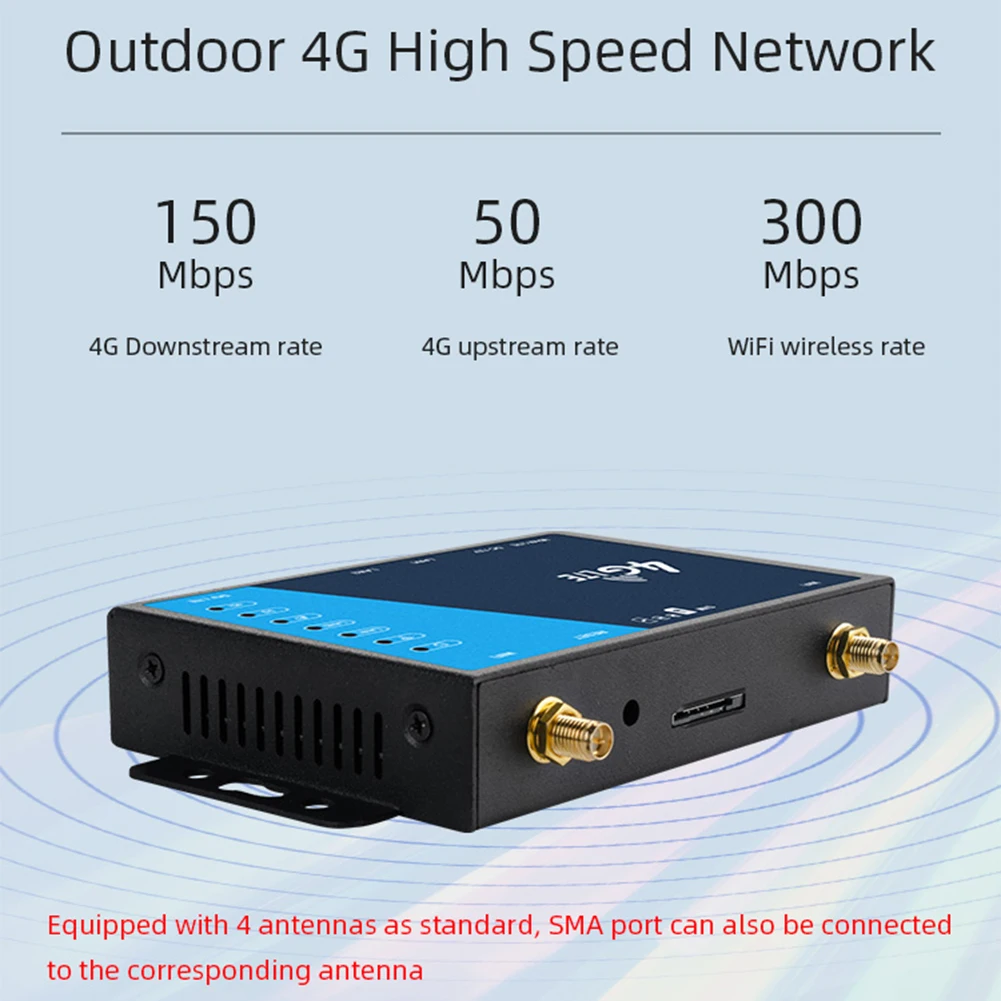 WiFi Router Industrial Grade 4G Broadband Wireless Router 300Mbps with SIM Card Slot Firewall Protection EU/US Plug