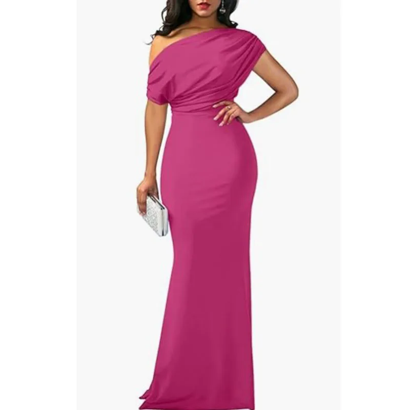 

2025 Spring Women's Elegant Sleeveless Off Shoulder Tight Long Formal Party Dress