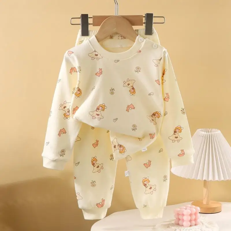 

Детский хлопковый комфортный комплект для мальчиков и девочек: нижнее белье, базовый слой, пижама, домашняя одежда для весны, осени и зимы