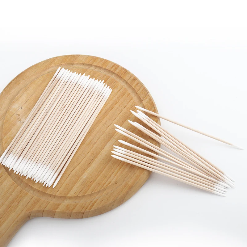 100Pcs Double Tipped Wooden Stick Micro Cotton Swabs Pointed Cotton Buds Lash Tattoo Makeup Detail Cleaning Applicator Sticks